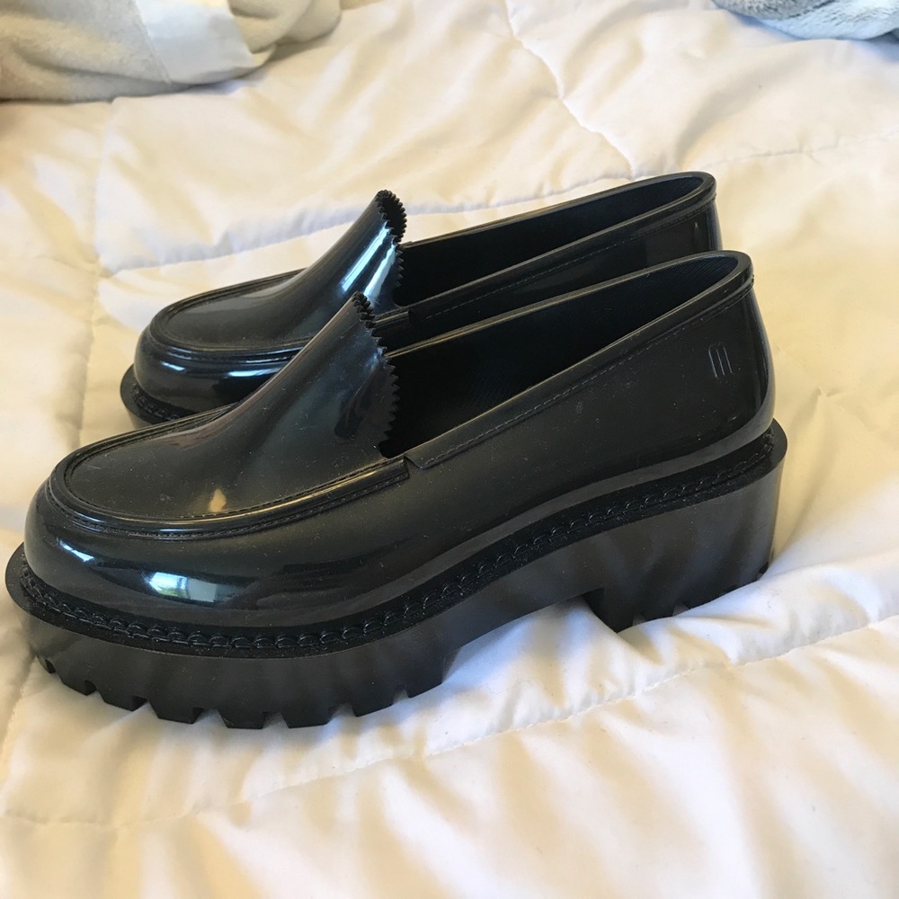 Perfect condition melissa black loafers